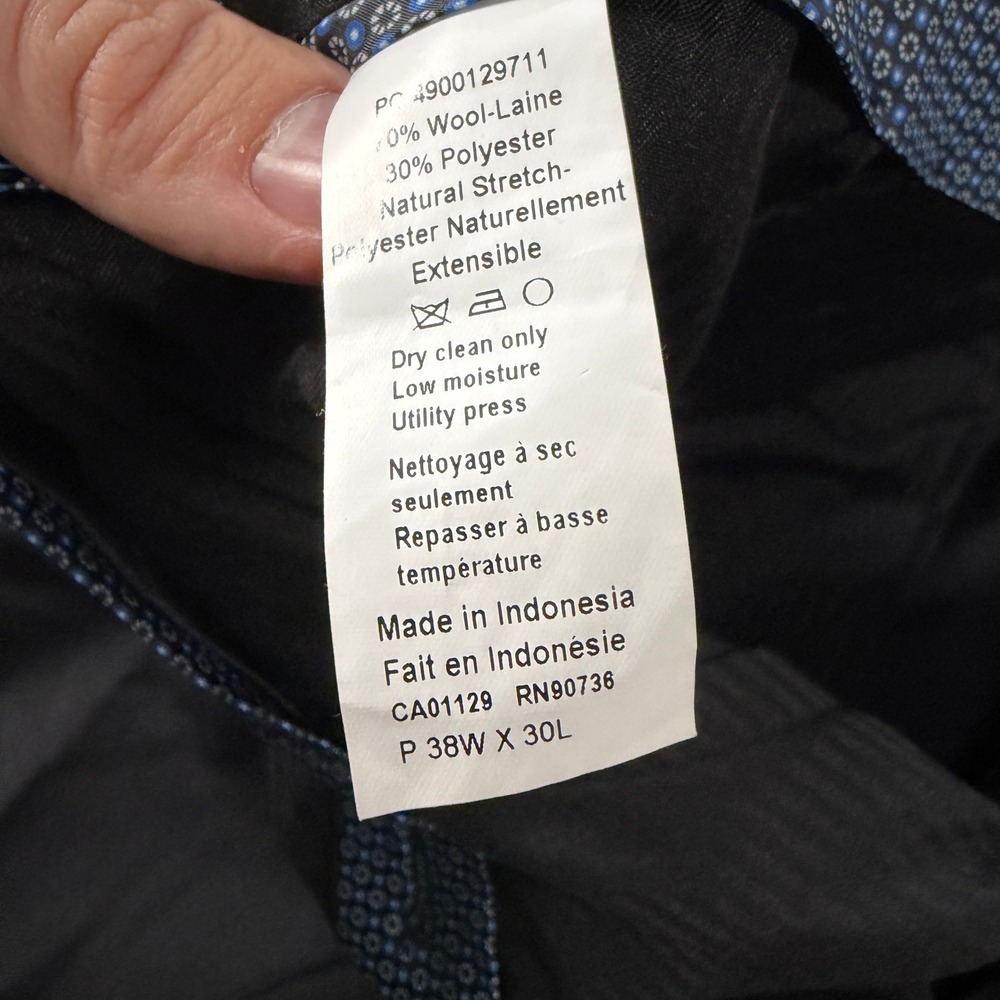 Lauren Ralph Lauren Mens 38x30 Black Wool Blend Dress Pants Natural Stretch EUC - Picture 6 of 12